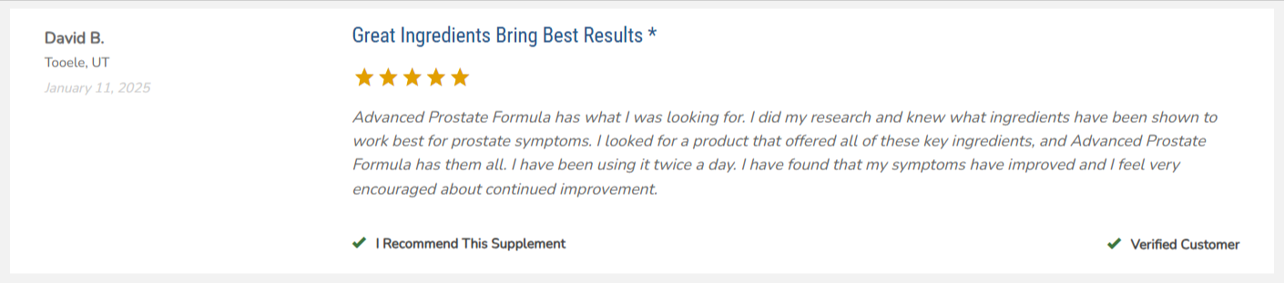 Advanced Prostate Formula Customer Reviews